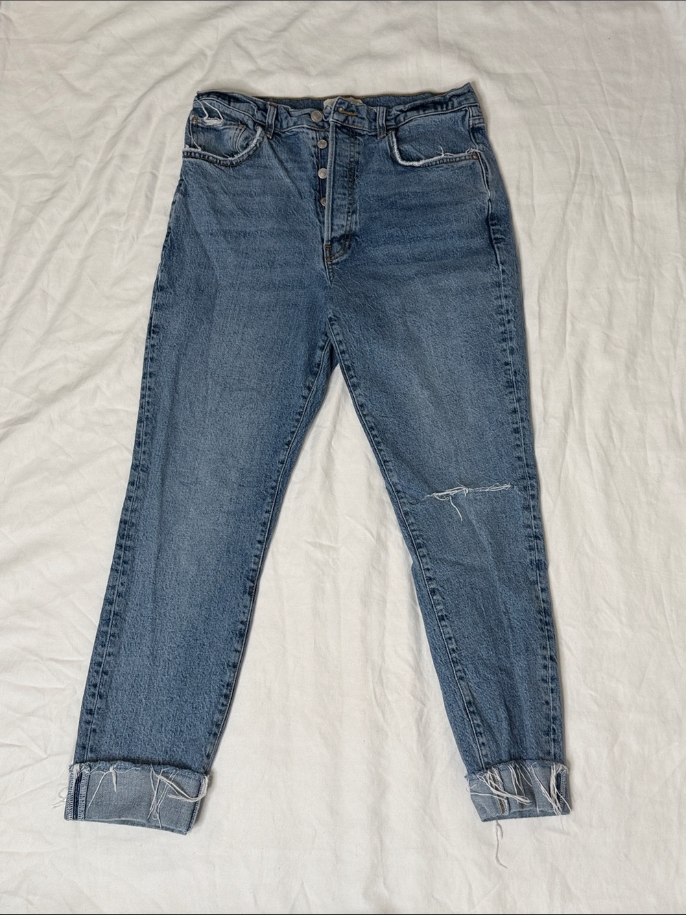 We The Free Skinny Cuffed Jeans Ripped 4 Button Detailing Size 30